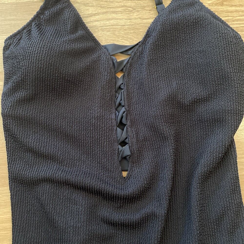 Bleu Rod Beattie Plus Size Pucker Up Lace Down Ribbed Swimsuit Size 18W NWT $135 - Picture 8 of 8